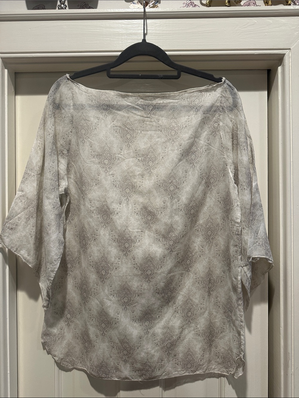 Billy Reid Gray Paisley Boatneck Blouse